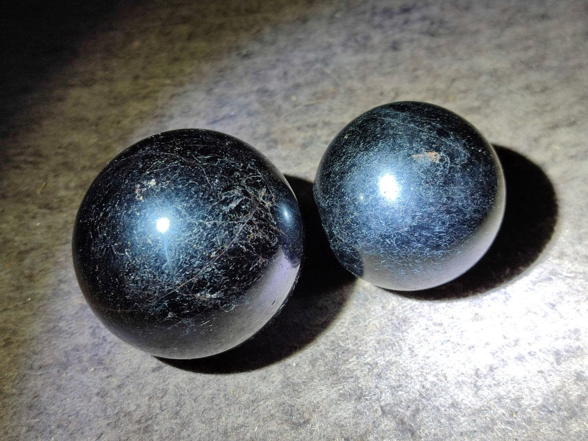 Polished Black Basalt Spheres x 6 From Madagascar - Toprock Gemstones and Minerals 