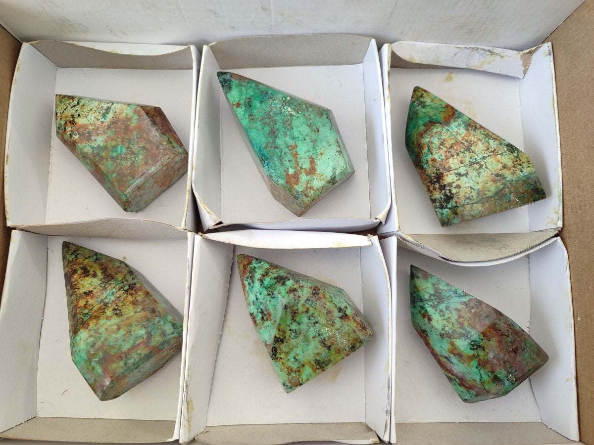 Polished African Turquoise Chrysocolla Display Crystals x 6 From South Africa - Toprock Gemstones and Minerals 