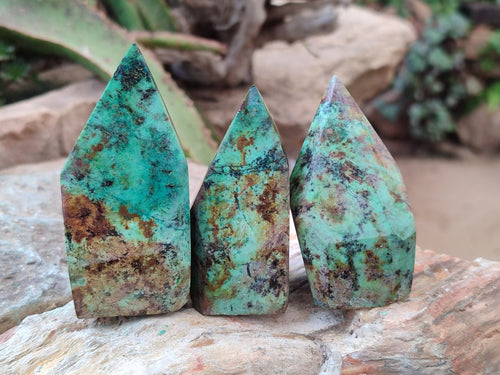 Polished African Turquoise Chrysocolla Display Crystals x 6 From South Africa - Toprock Gemstones and Minerals 