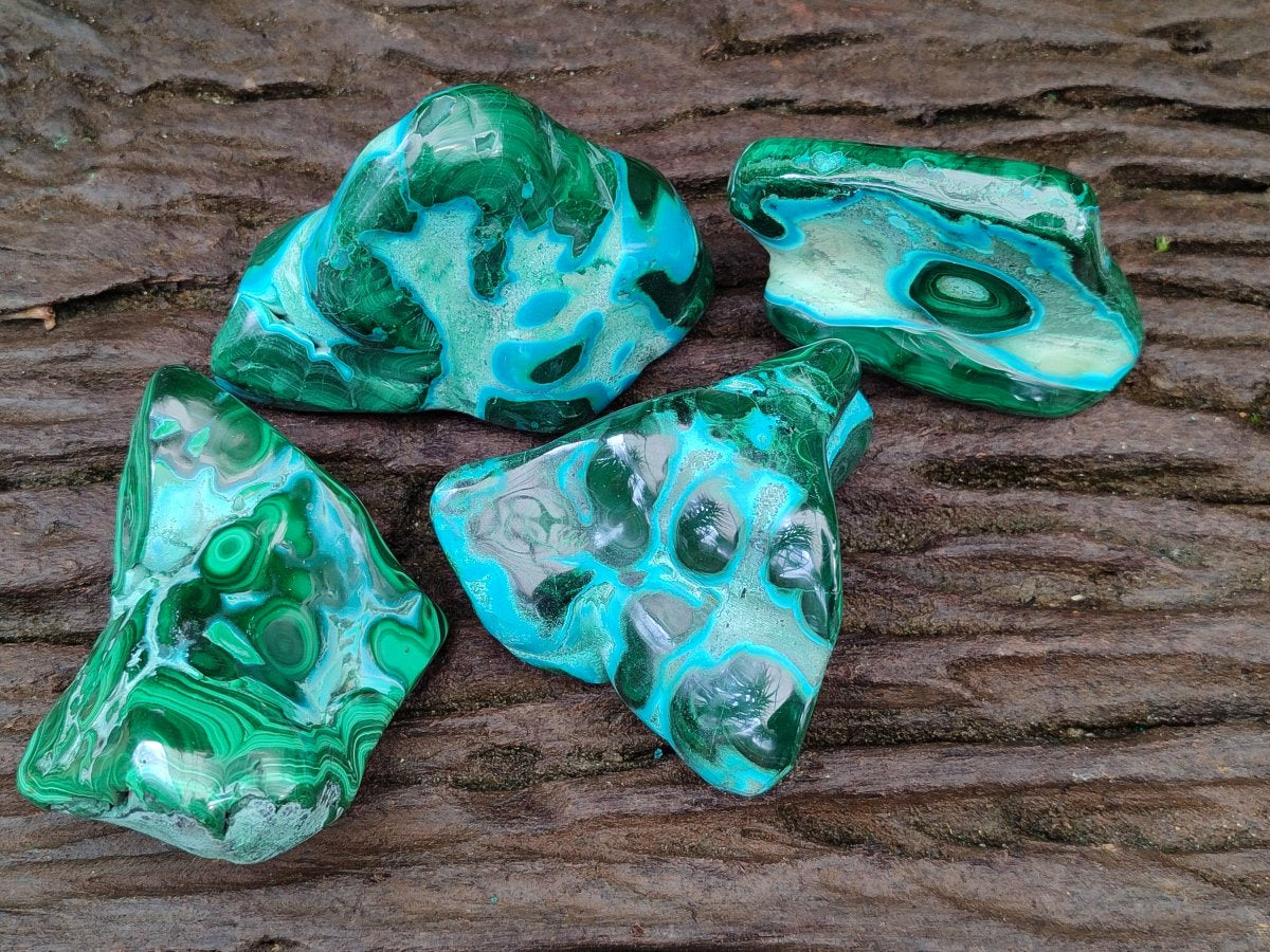 Polished Malacolla Free Forms x 4 From Kulukuluku, Congo - Toprock Gemstones and Minerals 