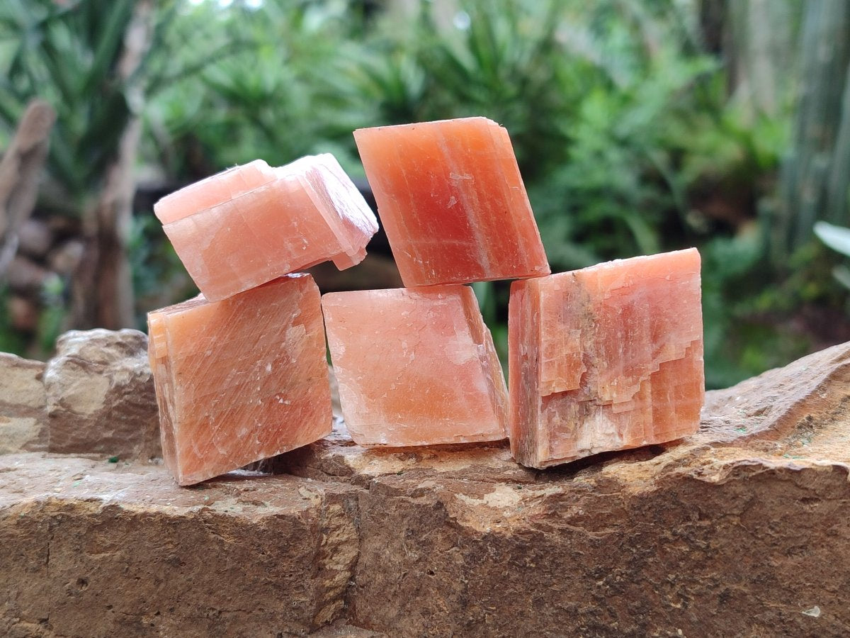 Natural Rhombohedral Sunset Orange Calcite Specimens x 35 From Spitzkop, Namibia - Toprock Gemstones and Minerals 