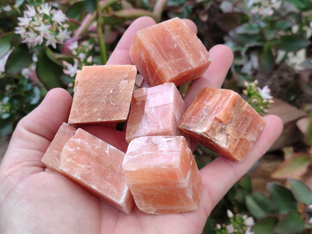 Natural Rhombohedral Sunset Orange Calcite Specimens x 35 From Spitzkop, Namibia - Toprock Gemstones and Minerals 
