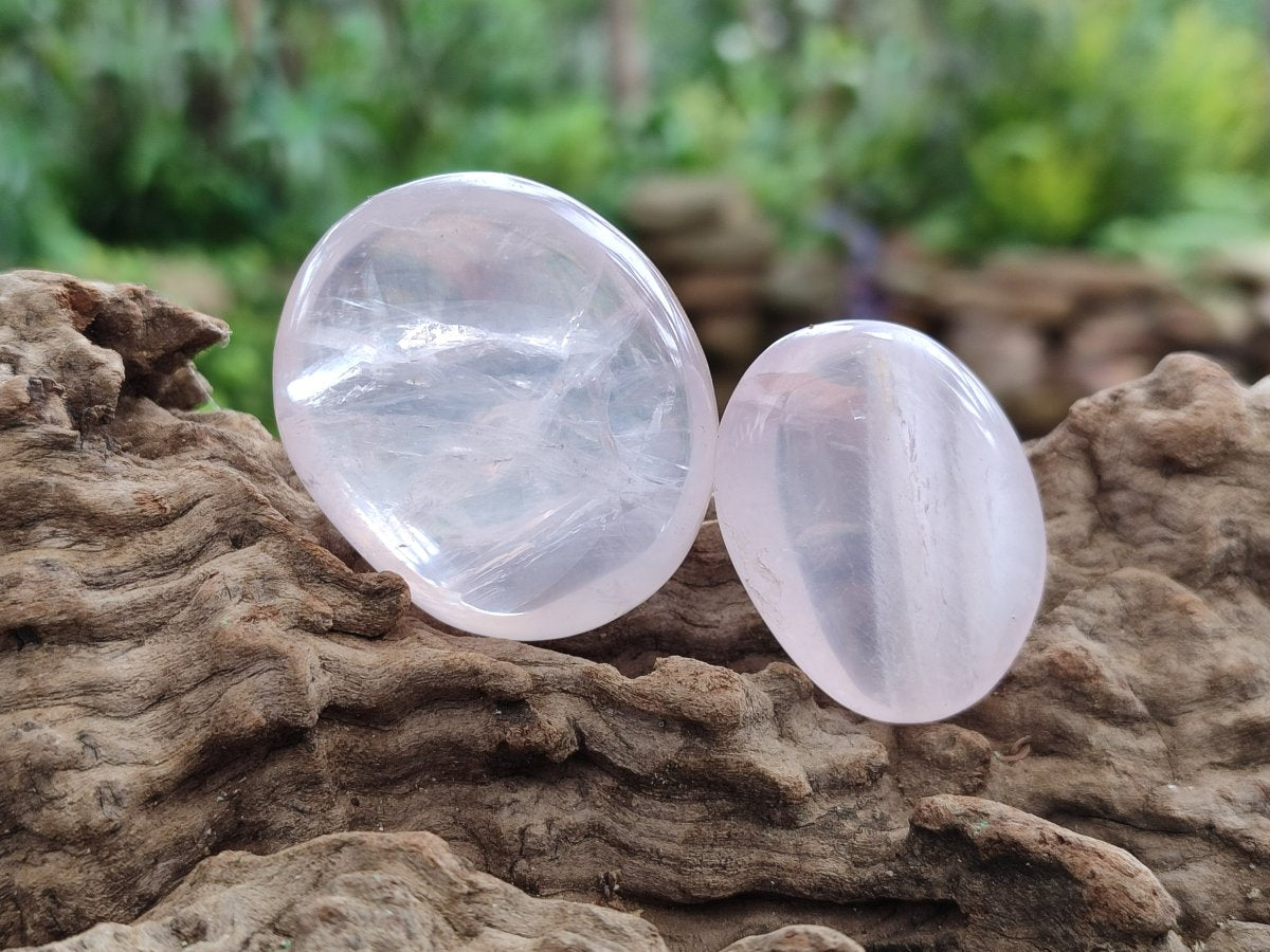 Polished Gemmy Rose Quartz Palm Stones x 45 From Madagascar - Toprock Gemstones and Minerals 