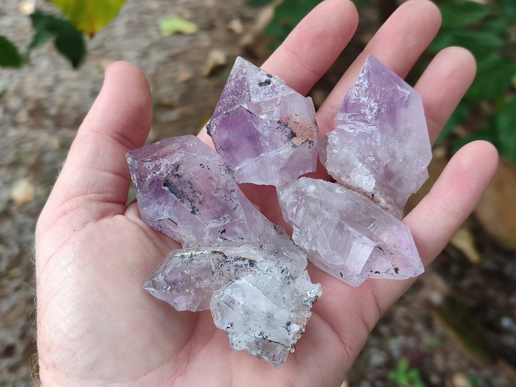 Natural Jacaranda Amethyst Single Crystals x 35 From Mumbwa, Zambia - Toprock Gemstones and Minerals 