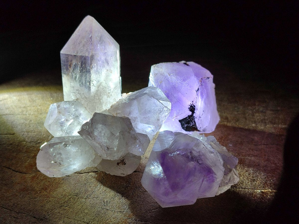 Natural Jacaranda Amethyst Single Crystals x 35 From Mumbwa, Zambia - Toprock Gemstones and Minerals 