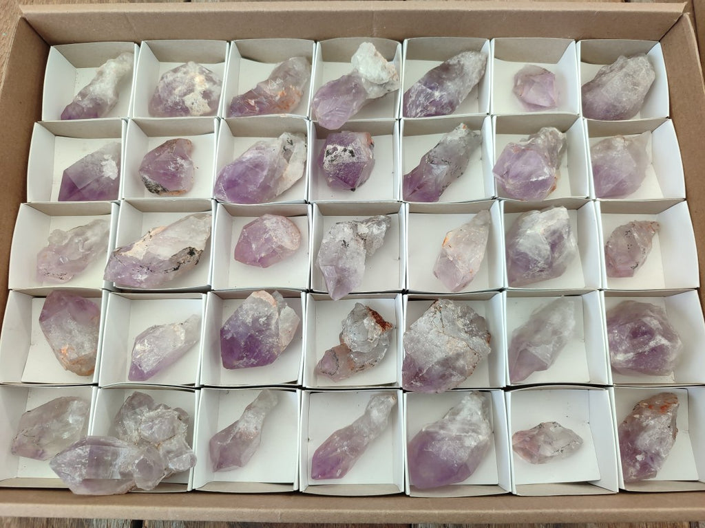 Natural Jacaranda Amethyst Single Crystals x 35 From Mumbwa, Zambia - Toprock Gemstones and Minerals 
