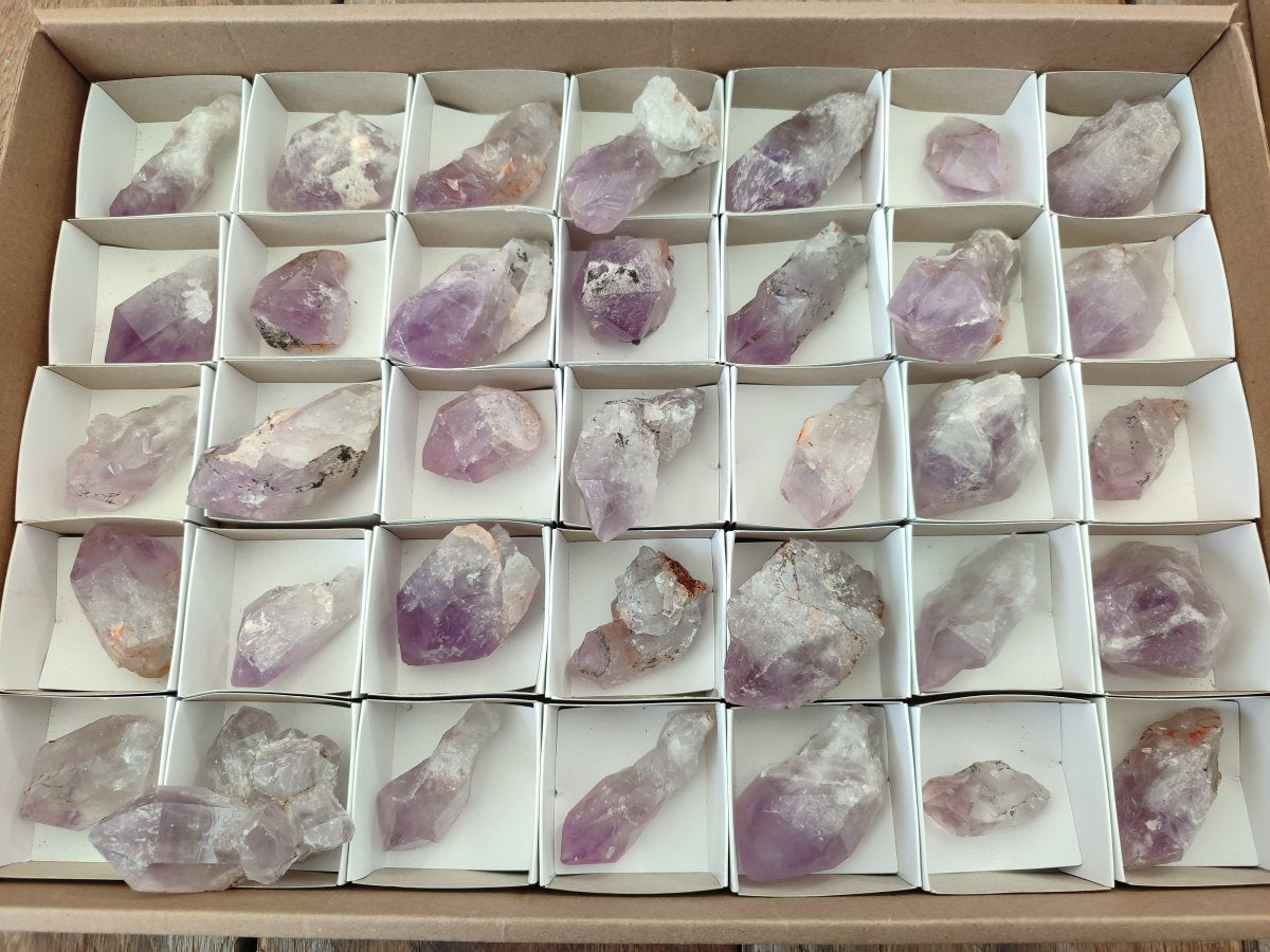 Natural Jacaranda Amethyst Single Crystals x 35 From Mumbwa, Zambia - Toprock Gemstones and Minerals 
