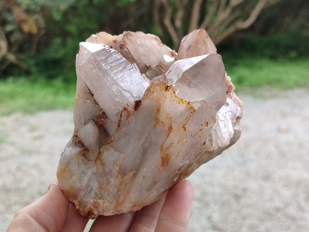 Natural Red Hematoid Quartz Crystal Clusters x 3 From Karoi, Zimbabwe - Toprock Gemstones and Minerals 