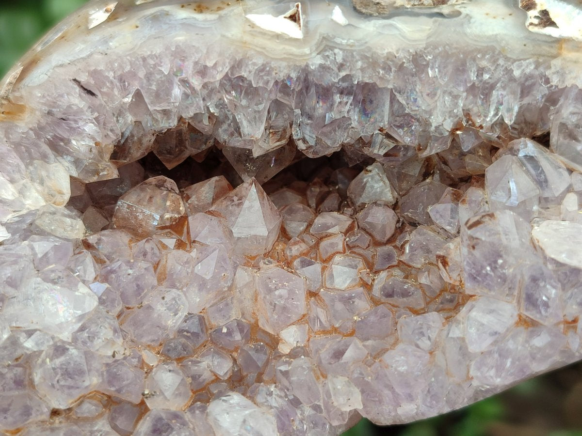 Polished Crystalline Agate Standing Free Form and Heart x 2 From Maintirano, Madagascar - Toprock Gemstones and Minerals 