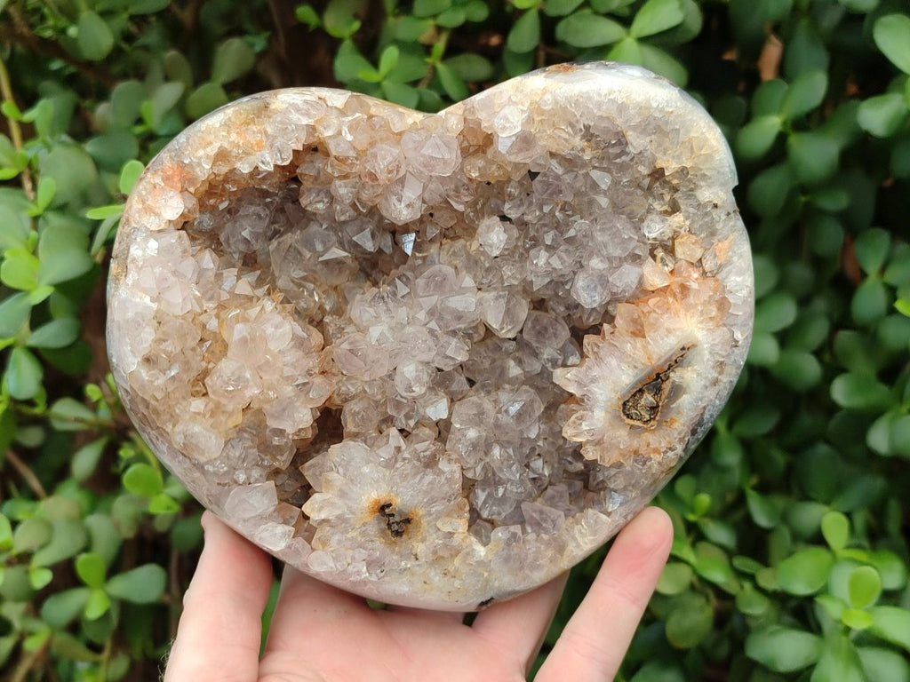 Polished Crystalline Agate Standing Free Form and Heart x 2 From Maintirano, Madagascar - Toprock Gemstones and Minerals 