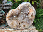 Polished Crystalline Agate Standing Free Form and Heart x 2 From Maintirano, Madagascar - Toprock Gemstones and Minerals 