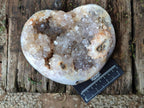 Polished Crystalline Agate Standing Free Form and Heart x 2 From Maintirano, Madagascar - Toprock Gemstones and Minerals 