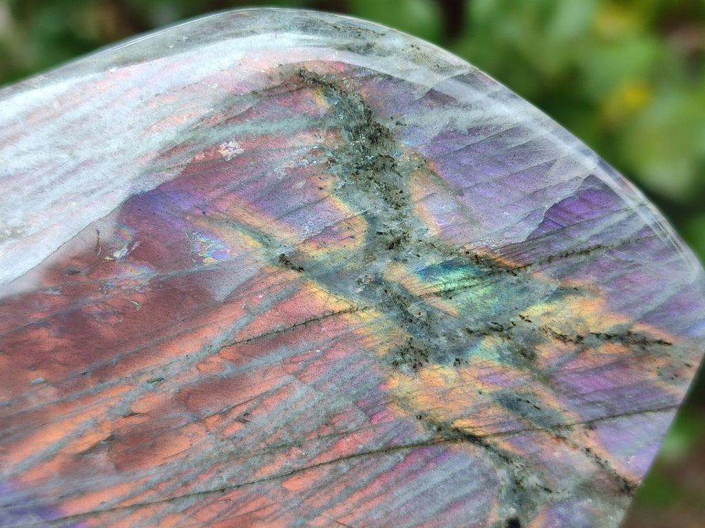 Polished Rare Purple Sunset Flash Labradorite Standing Display Pieces x 3 From Madagascar - Toprock Gemstones and Minerals 