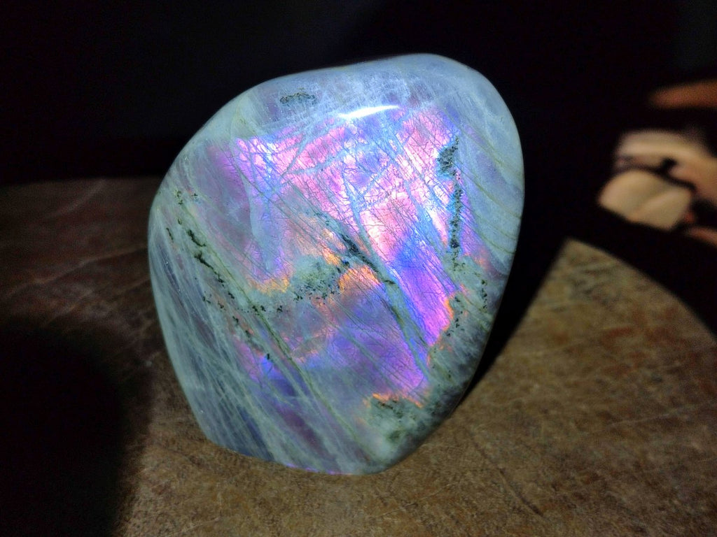 Polished Rare Purple Sunset Flash Labradorite Standing Display Pieces x 3 From Madagascar - Toprock Gemstones and Minerals 