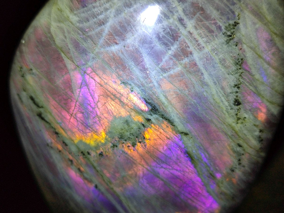 Polished Rare Purple Sunset Flash Labradorite Standing Display Pieces x 3 From Madagascar - Toprock Gemstones and Minerals 