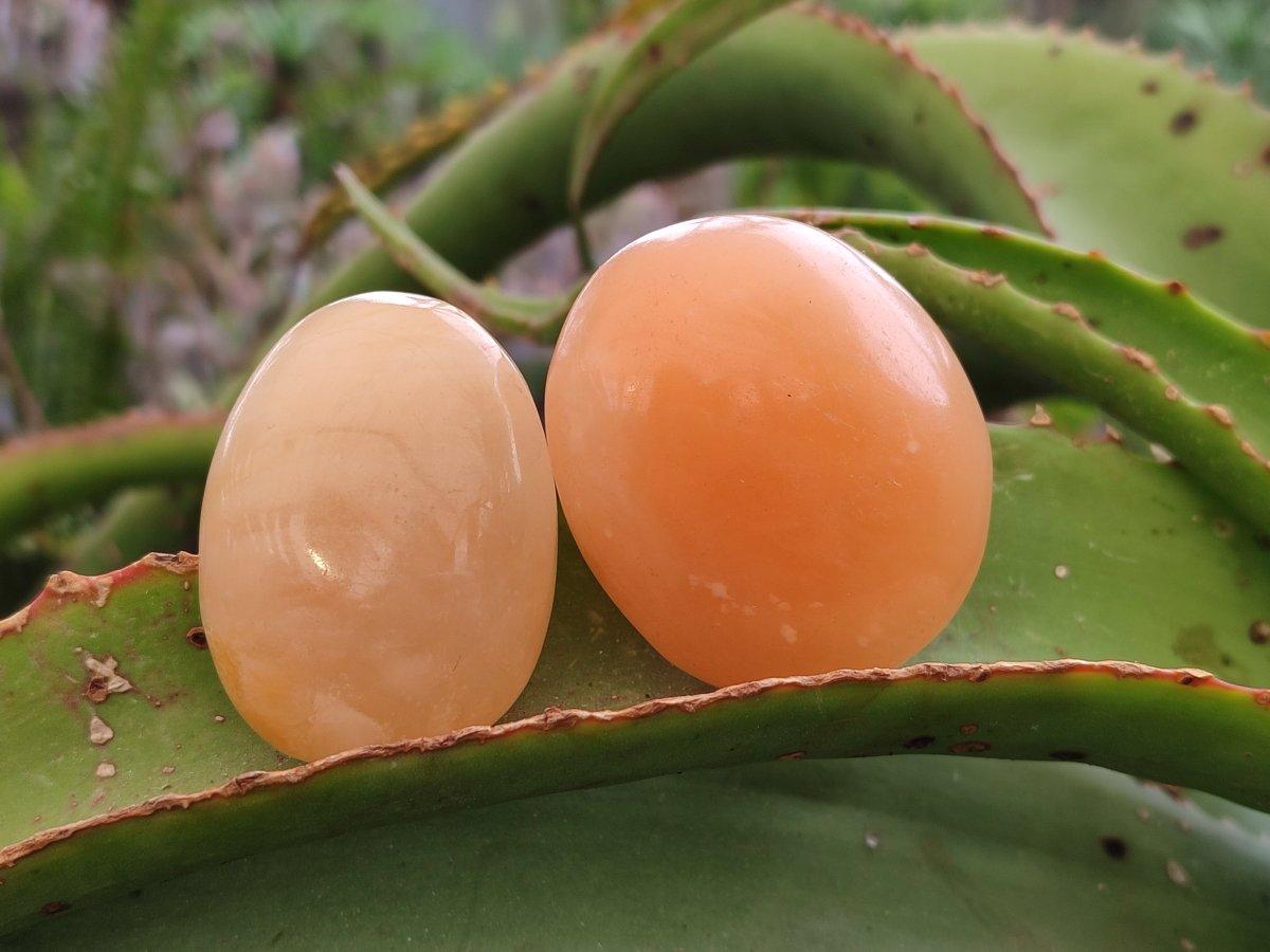 Polished Orange Twist Calcite Galets x 25 From Maevantanana, Madagascar - Toprock Gemstones and Minerals 