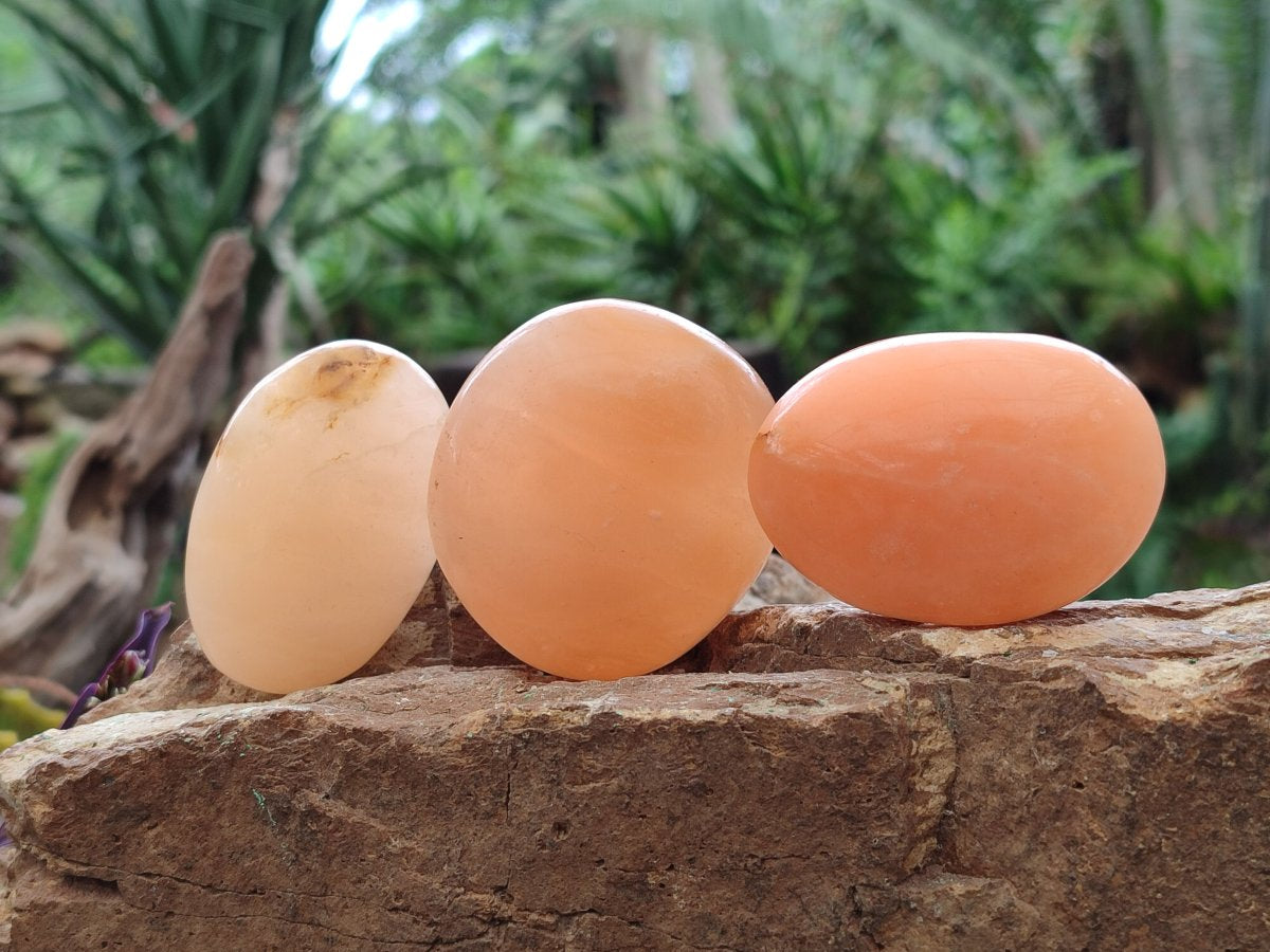 Polished Orange Twist Calcite Galets x 25 From Maevantanana, Madagascar - Toprock Gemstones and Minerals 
