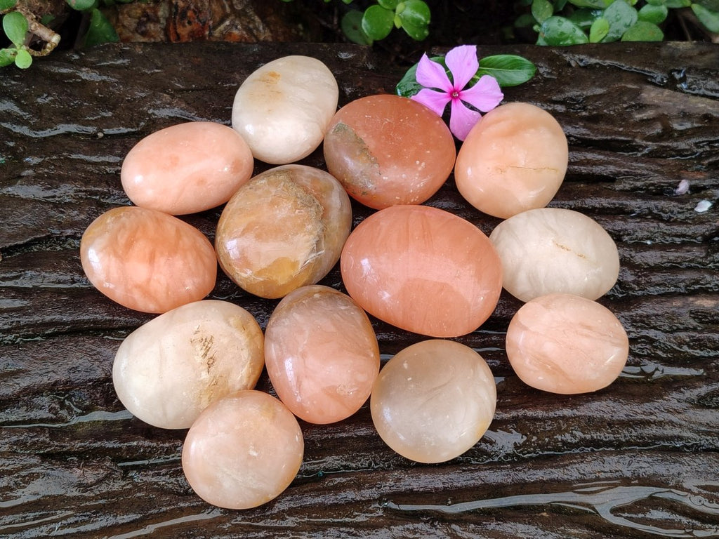 Polished Orange Twist Calcite Galets x 25 From Maevantanana, Madagascar - Toprock Gemstones and Minerals 