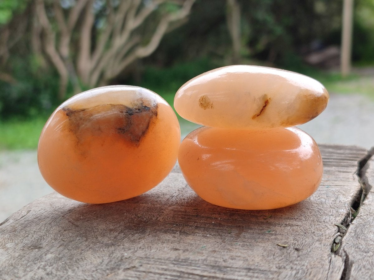 Polished Orange Twist Calcite Galets x 25 From Maevantanana, Madagascar - Toprock Gemstones and Minerals 