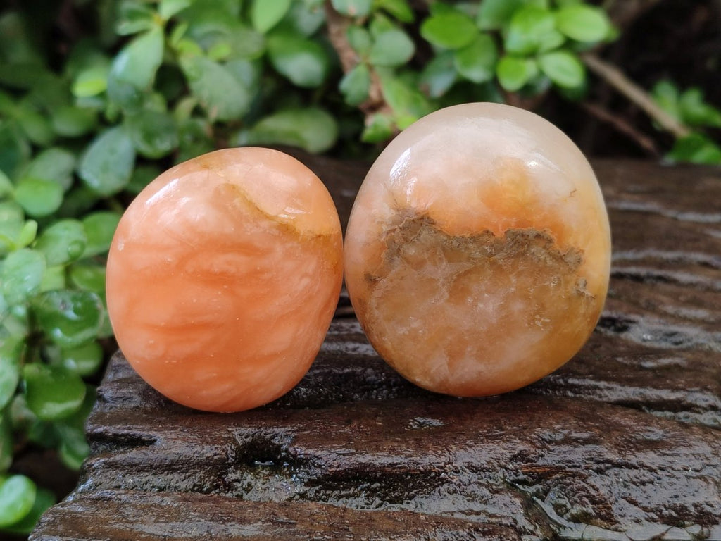 Polished Orange Twist Calcite Galets x 25 From Maevantanana, Madagascar - Toprock Gemstones and Minerals 