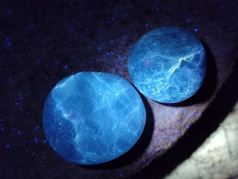 Polished Blue Calcite Palm Stones x 34 From Madagascar - Toprock Gemstones and Minerals 