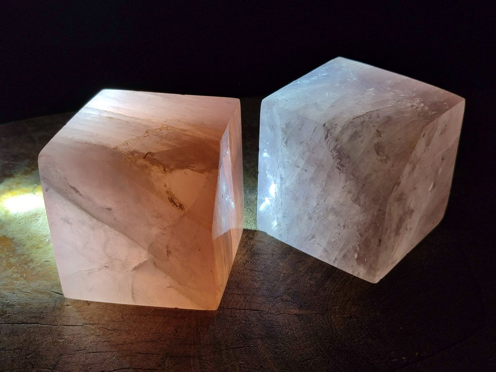 Polished Gemmy Rose Quartz Cubes x 2 From Madagascar - Toprock Gemstones and Minerals 