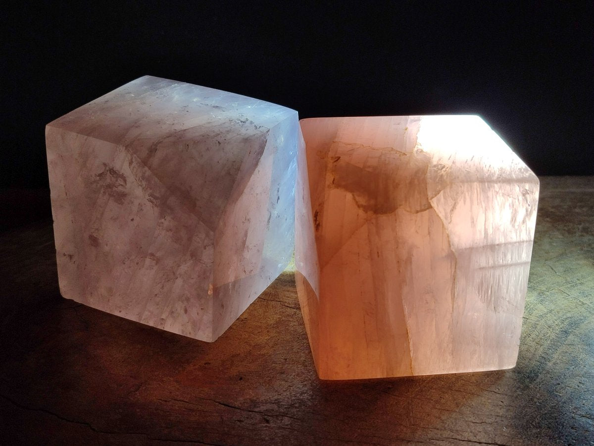 Polished Gemmy Rose Quartz Cubes x 2 From Madagascar - Toprock Gemstones and Minerals 