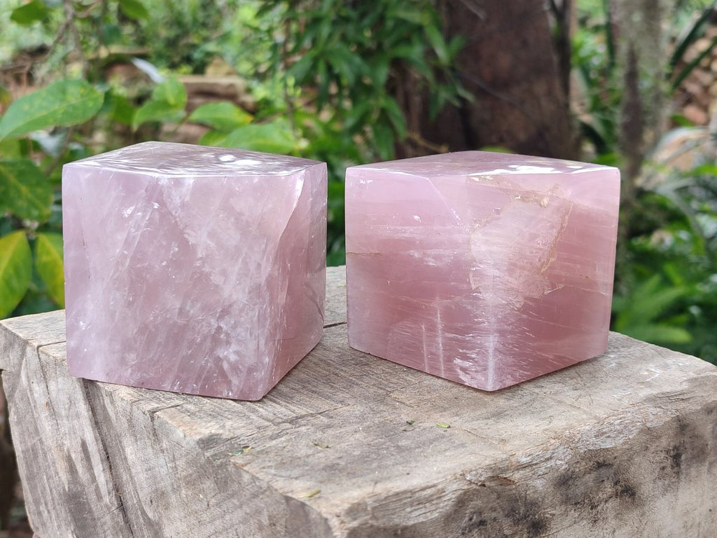 Polished Gemmy Rose Quartz Cubes x 2 From Madagascar - Toprock Gemstones and Minerals 