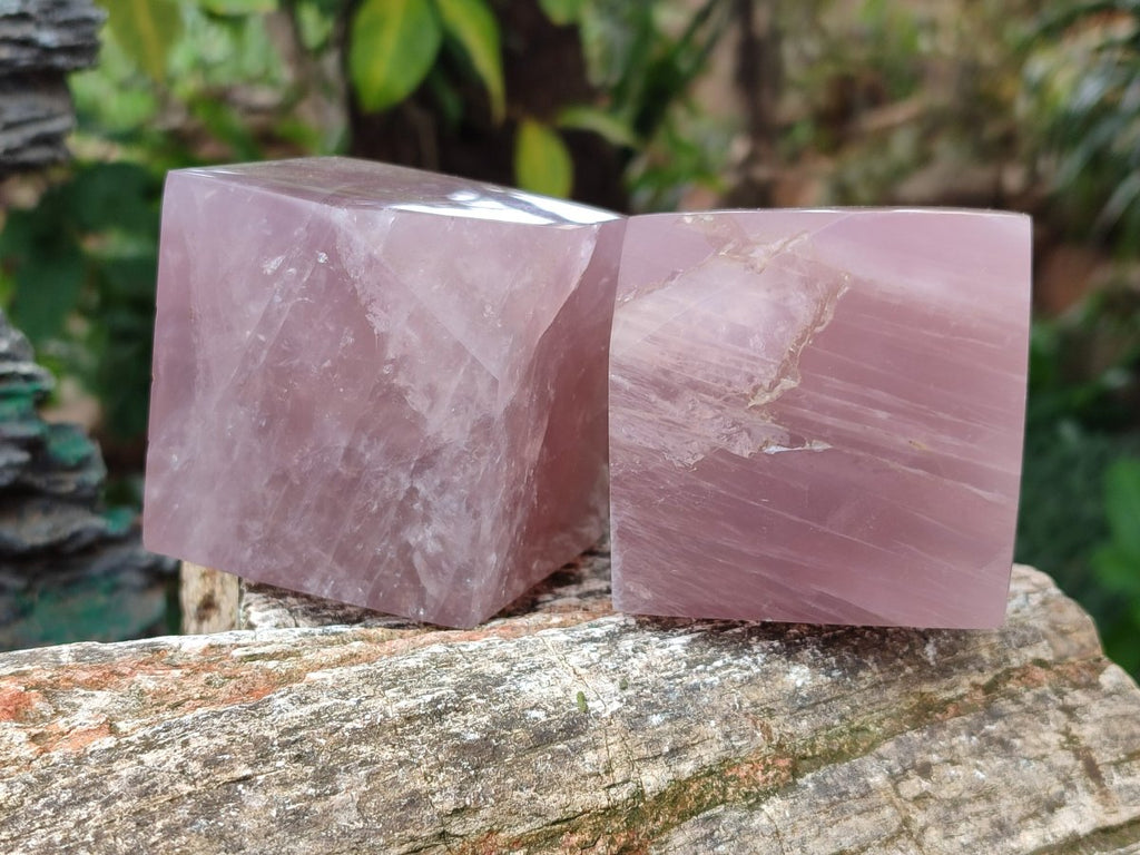 Polished Gemmy Rose Quartz Cubes x 2 From Madagascar - Toprock Gemstones and Minerals 