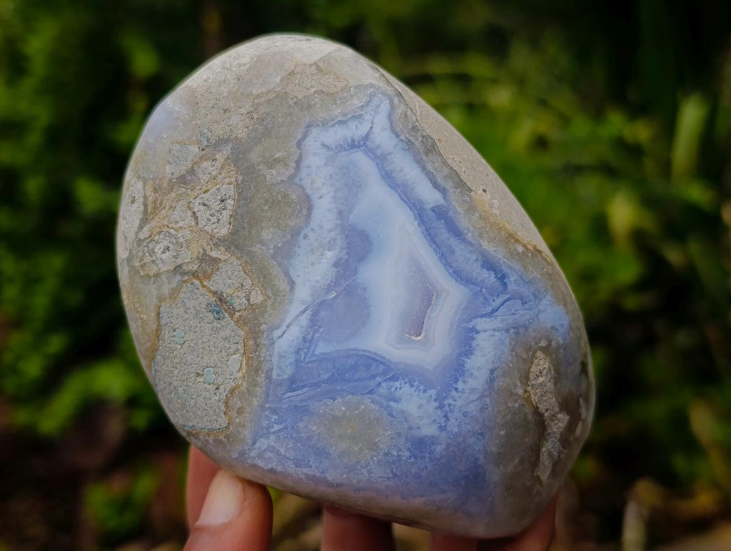 Polished Blue Lace Agate Standing Display Pieces x 2 From Nsanje, Malawi - Toprock Gemstones and Minerals 