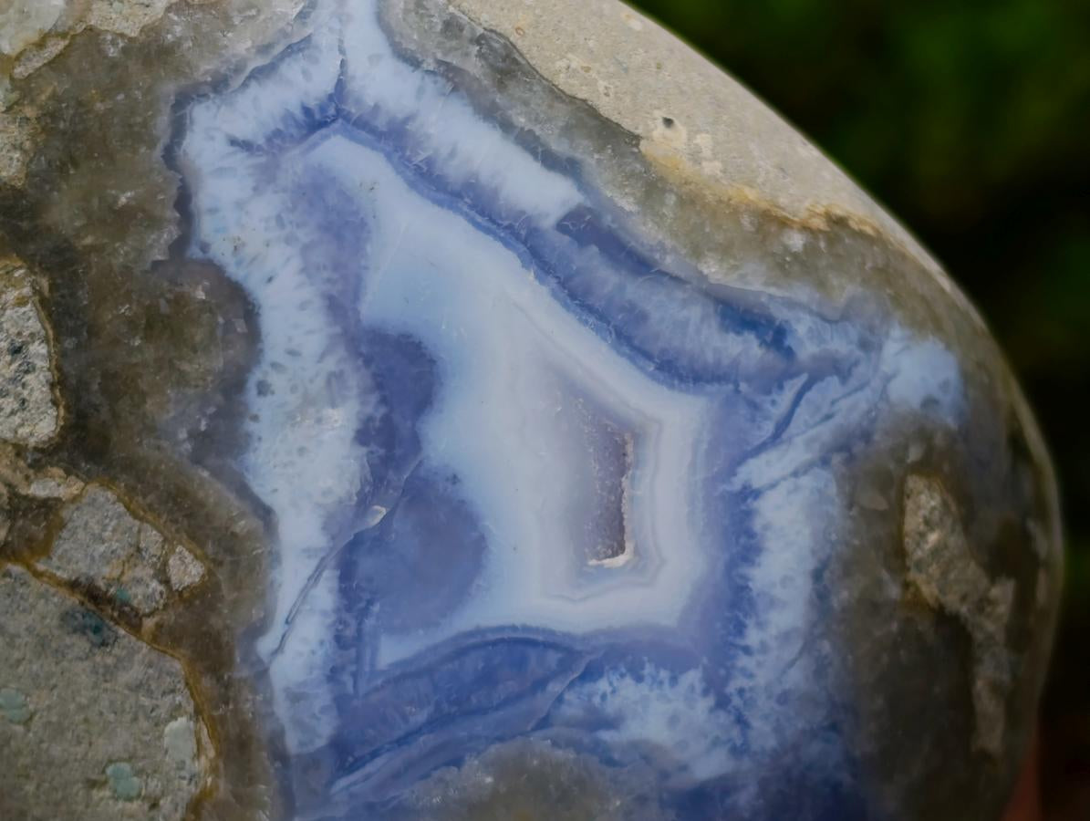 Polished Blue Lace Agate Standing Display Pieces x 2 From Nsanje, Malawi - Toprock Gemstones and Minerals 