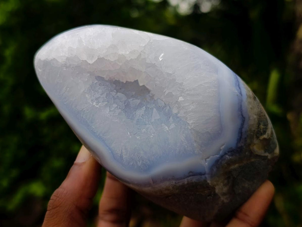 Polished Blue Lace Agate Standing Display Pieces x 2 From Nsanje, Malawi - Toprock Gemstones and Minerals 
