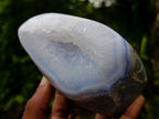 Polished Blue Lace Agate Standing Display Pieces x 2 From Nsanje, Malawi - Toprock Gemstones and Minerals 