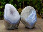 Polished Blue Lace Agate Standing Display Pieces x 2 From Nsanje, Malawi - Toprock Gemstones and Minerals 