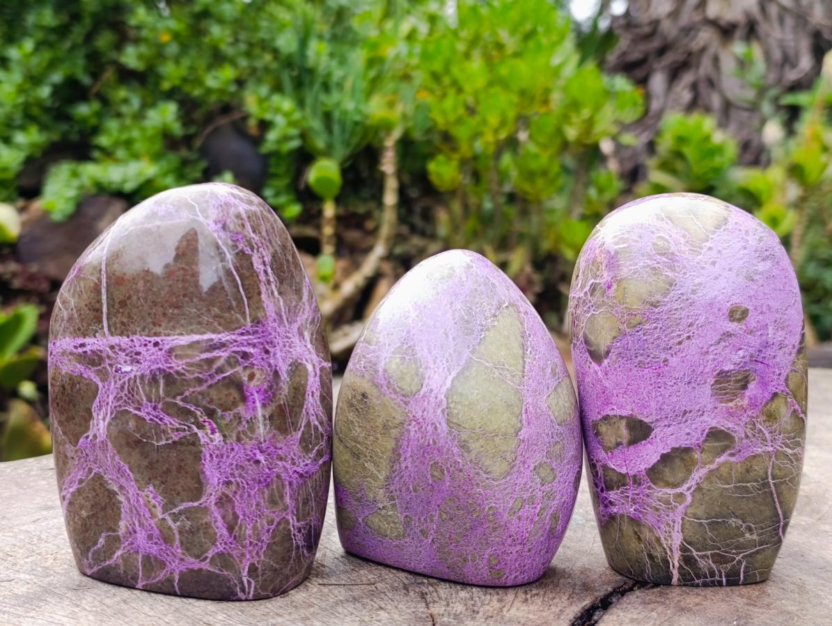 Polished Stichtite Standing Display Pieces x 3 From Barberton, South Africa - Toprock Gemstones and Minerals 