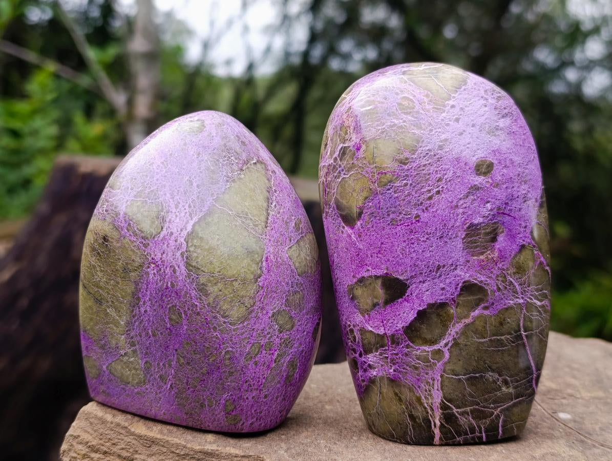 Polished Stichtite Standing Display Pieces x 3 From Barberton, South Africa - Toprock Gemstones and Minerals 