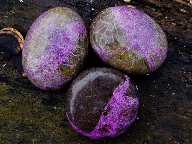 Polished Stichtite Galets free forms x 12 From Barberton, South Africa - Toprock Gemstones and Minerals 