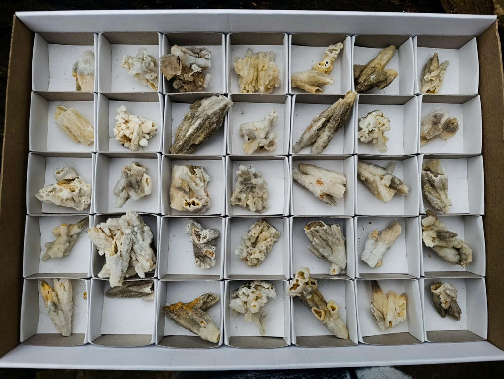 Natural Drusy Quartz Coated Calcite Pseudomorph Specimens x 35 From Albert's Mountain, Lesotho - Toprock Gemstones and Minerals 