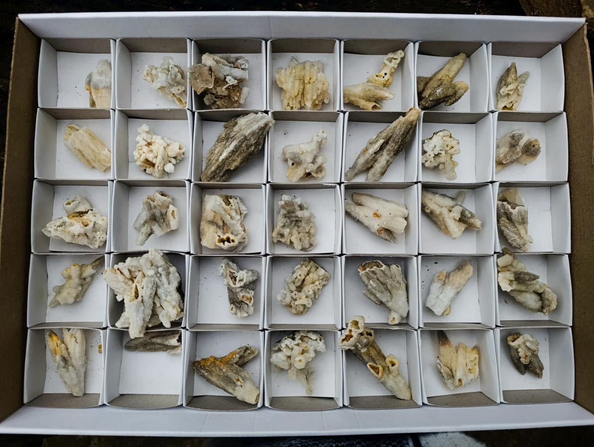 Natural Drusy Quartz Coated Calcite Pseudomorph Specimens x 35 From Albert's Mountain, Lesotho - Toprock Gemstones and Minerals 
