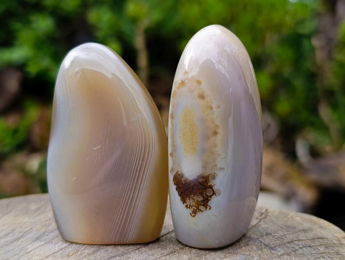 Polished Banded Agate Standing Free forms and Galets x 17 From Madagascar - Toprock Gemstones and Minerals 