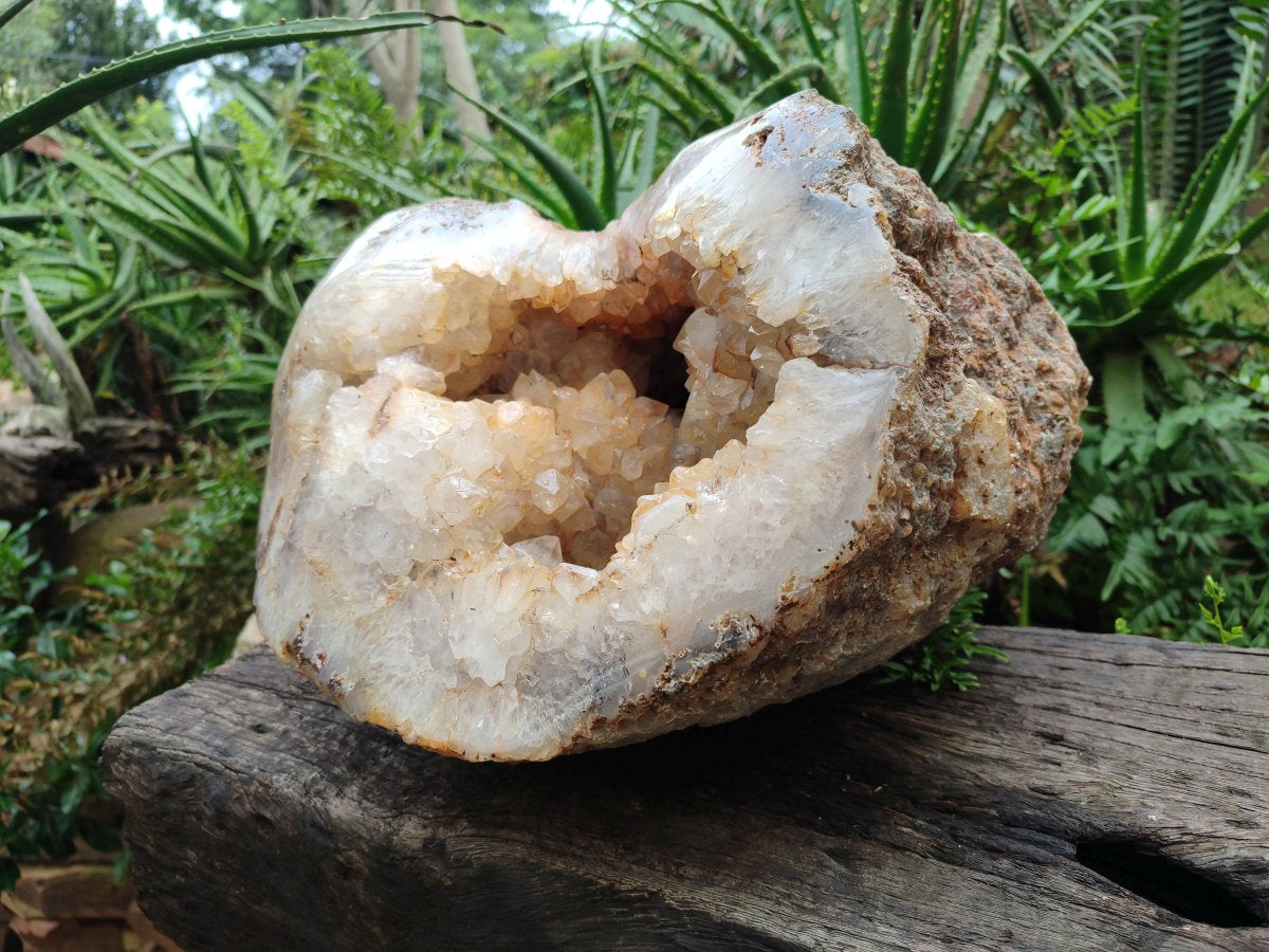 Polished XXL Agate with Crystalline Geode x 1 From Maintirano, Madagascar - Toprock Gemstones and Minerals 
