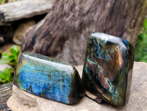 Polished Spectrolite Labradorite Standing Display Pieces x 4 From Madagascar - Toprock Gemstones and Minerals 
