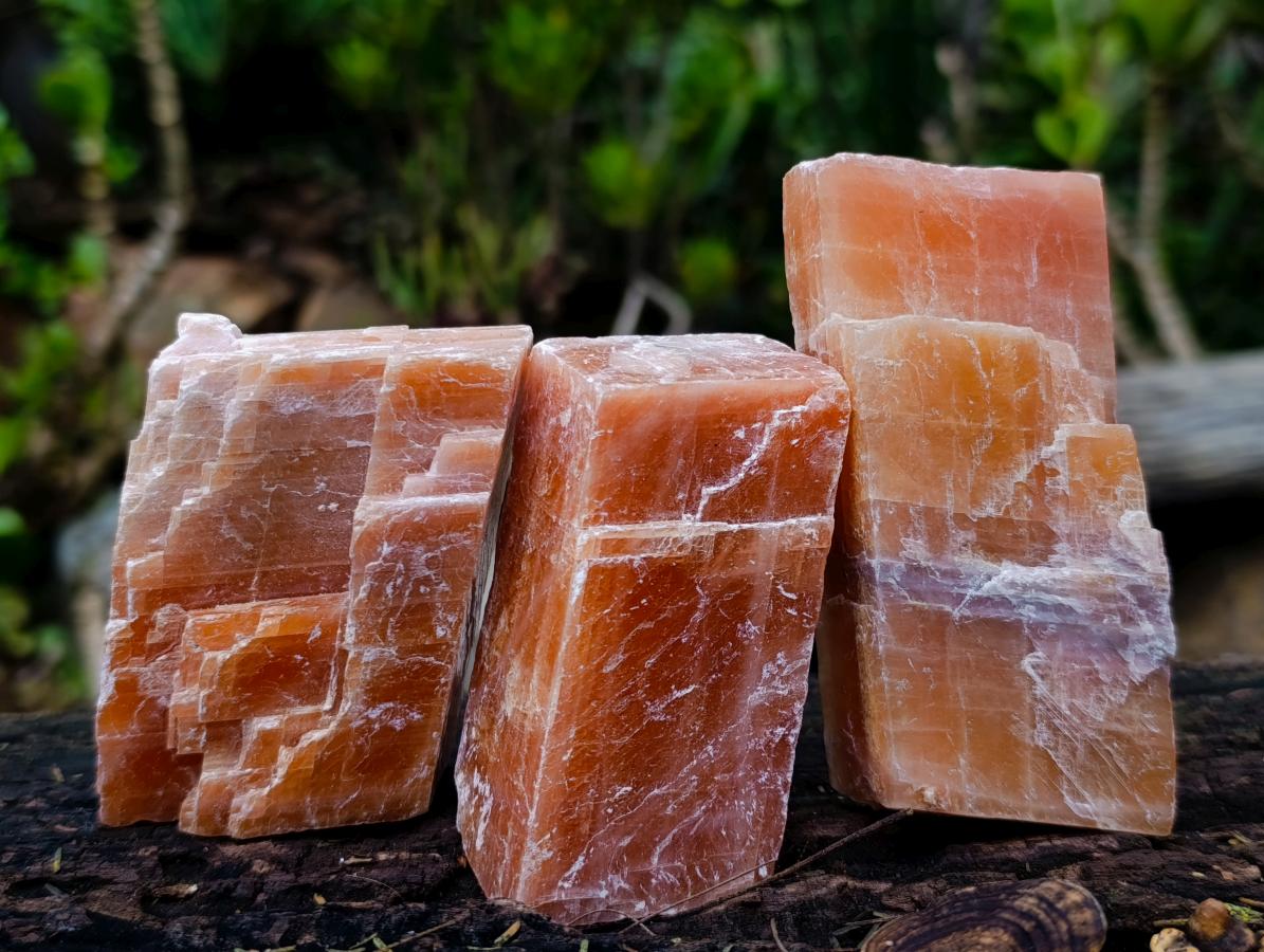 Natural Rhombohedral Sunset Orange Calcite Specimens x 12 From Spitzkop, Namibia - Toprock Gemstones and Minerals 