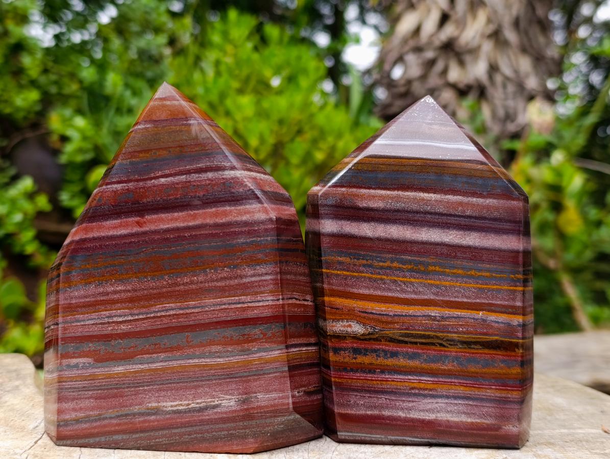 Polished Banded Tiger Iron Display Crystals x 2 From South Africa - Toprock Gemstones and Minerals 