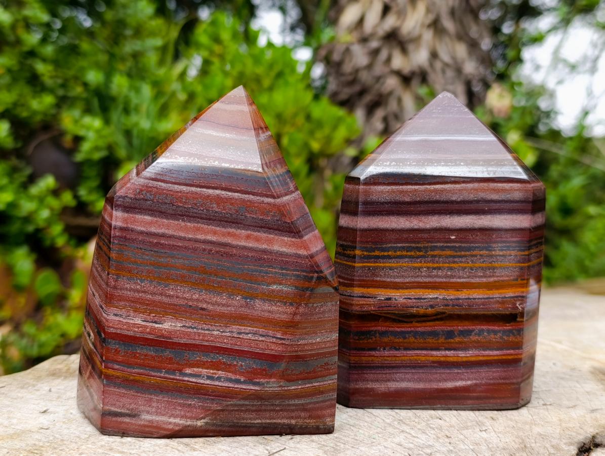 Polished Banded Tiger Iron Display Crystals x 2 From South Africa - Toprock Gemstones and Minerals 