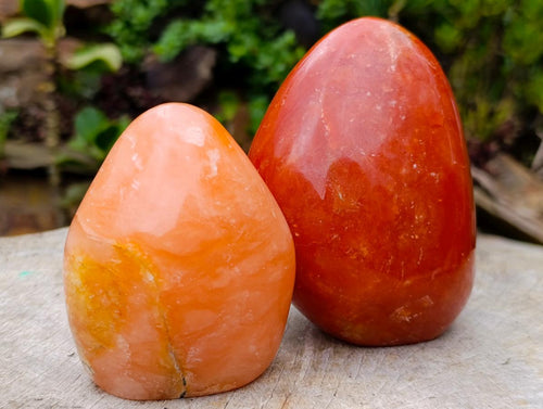 Polished Orange Twist Calcite Standing Display Pieces x 3 From Maevantanana, Madagascar - Toprock Gemstones and Minerals 