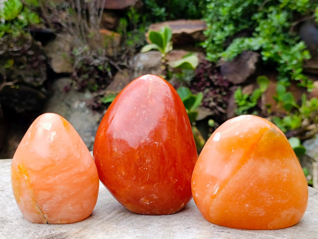 Polished Orange Twist Calcite Standing Display Pieces x 3 From Maevantanana, Madagascar - Toprock Gemstones and Minerals 