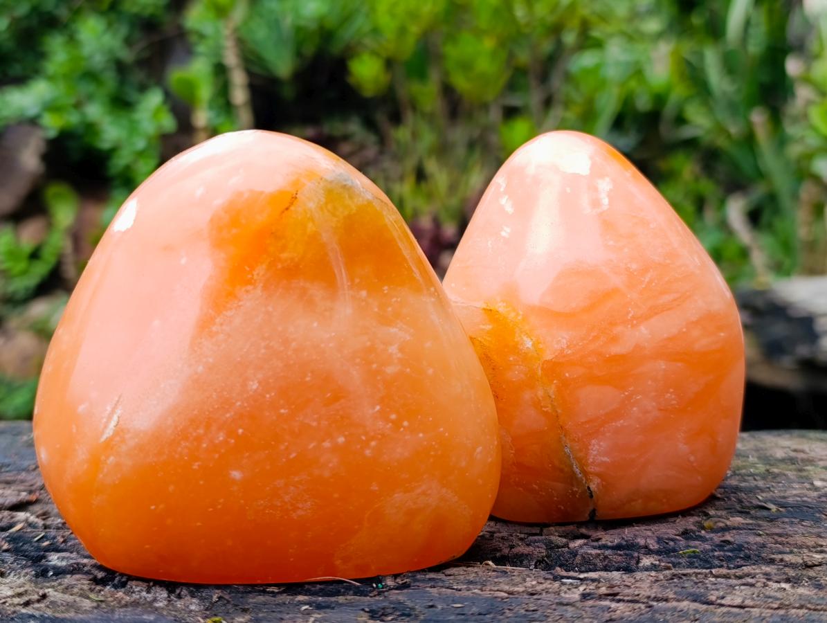 Polished Orange Twist Calcite Standing Display Pieces x 3 From Maevantanana, Madagascar - Toprock Gemstones and Minerals 