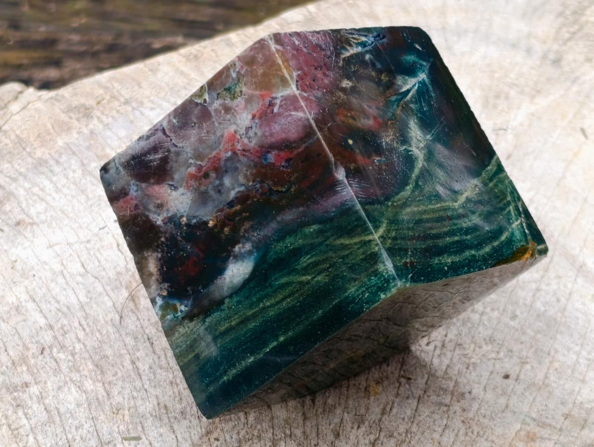 Polished Ocean Jasper Standing Cubes x 3 From Northwest Coast, Madagascar - Toprock Gemstones and Minerals 