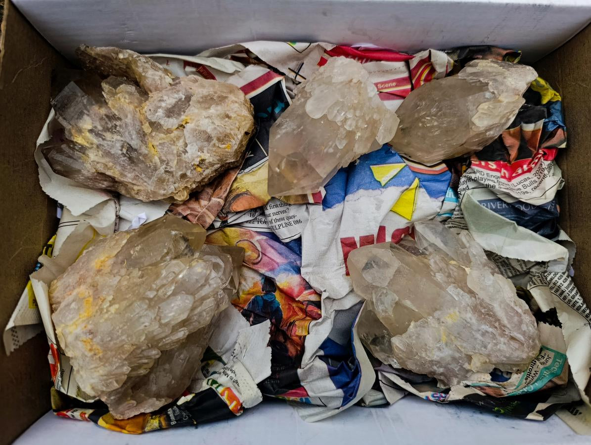 Natural Cascading Luena Quartz Crystals and Clusters x 5 From Luena, Congo - Toprock Gemstones and Minerals 